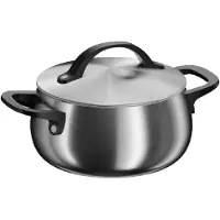 Berghoff Home Kochtopf 18 cm Edelstahl mit Deckel, 2,8 l, für alle Herdarten, Smokey Black