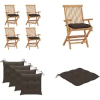 vidaXL Gartenstühle mit Taupe Kissen 4 Stk. Massivholz Teak - Gartenstuhl - Gartenstühle - Gartenstuhl Holz - Gartenstuhl Massivholz