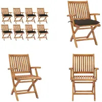 vidaXL Klappbare Gartenstühle mit Kissen 8 Stk. Massivholz Teak - Gartenstuhl - Gartenstühle - Holzstuhl - Holzstühle