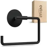 Ovimar Toilettenpapierhalter Tromoy, schwarz, zum Kleben, für 1 Rolle, aus Edelstahl