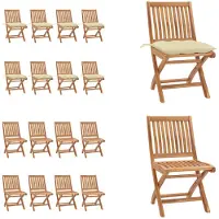 vidaXL Klappbare Gartenstühle mit Kissen 8 Stk. Massivholz Teak - Gartenstuhl - Gartenstühle - Holzstuhl - Holzstühle