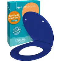 Calmwaters Premium WC Sitz einfache Montage, Toilettendeckel bis 250 kg, EU, antibakterieller Duroplast, Absenkautomatik, 2 Montage Optionen, abnehmbar, Klobrille, oval, Blau