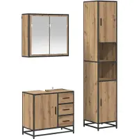 vidaXL Badezimmermöbel-Set 3 Stk. Artisan-Eiche 65 x 33 x 60 cm