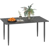 Outsunny Gartentisch 150x90cm, Balkontisch aus Stahl, Balkontisch mit Schirmloch