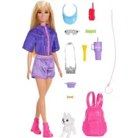 Barbie Signature Outdoor-Abenteuer Modepuppe „Malibu“ mit mehr als 10 Zubehörteilen zum Thema Camping, darunter ein Hündchen, Modepuppe, Weiblich, 3 Jahr(e), Junge/Mädchen, 298 mm, Mehrfarbig