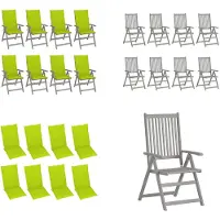 vidaXL Verstellbare Gartenstühle mit Auflagen 8 Stk. Grau Akazienholz - Gartenstuhl - Gartenstühle - Stuhl - Stühle