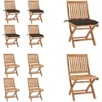 vidaXL Klappbare Gartenstühle mit Kissen 4 Stk. Massivholz Teak - Gartenstuhl - Gartenstühle - Holzstuhl - Holzstühle