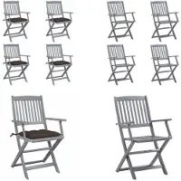 vidaXL Klappbare Gartenstühle 4 Stk. mit Kissen Massivholz Akazie - Gartenstuhl - Gartenstühle - Holz Gartenstuhl - Holz Gartenstühle