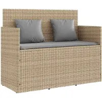 vidaXL Gartenbank mit Kissen Beige Poly Rattan