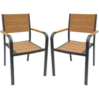Vente-unique Set aus 2 stapelbaren Gartenstühlen aus Aluminium – Hell naturfarben und anthrazit – NYROS von MYLIA