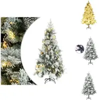 vidaXL Weihnachtsbaum mit Beleuchtung Schnee und Zapfen 225 cm PVC&PE - Weihnachtsbäume