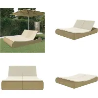 vidaXL Outdoor Sonneninsel Poly Rattan Beige - Gartenliege - Gartenliegen - Sonnenliege - Sonnenliegen