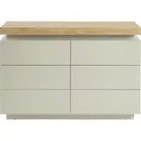 Vente-unique Kommode – 6 Schubladen – Lackiertes MDF – Mit LED-Beleuchtung – Farbe: Natur und Beige – HALO
