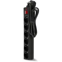 REV Steckdosenleiste 6-Fach, 1,4m, ÜSS 14.000A, 3500W, schwarz