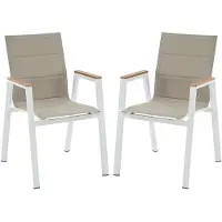 Vente-unique 2er Set stapelbare Gartensessel aus Aluminium und Textilen - Weiß - LIOUS von MYLIA