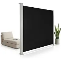 Mucola Seitenmarkise ausziehbar Sichtschutz blickdicht Seitenrollo Wandhalterung Sichtschutzwand Windschutz - Schwarz 160x300 cm