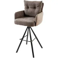 Riess Barhocker BIG GEORGE taupe Samt Metall Taschenfederkern mit Armlehnen drehbar