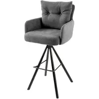 Riess Drehbarer Design Barhocker BIG GEORGE anthrazit Samt Federkern mit Armlehnen Barstuhl Tresenhocker Tresenstuhl
