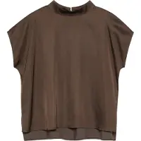 Comma Schweres Satin-Top mit Cap-Sleeves und Stehkragen