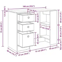 vidaXL Schreibtisch Sonoma-Eiche Holzwerkstoff 100 x 40 x 75 cm