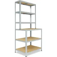 Shelfplaza HOME 190x80x60 cm Werkbank Regal in verzinkt mit 6 Böden und 145 kg Traglast pro Boden