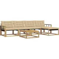 vidaXL Outdoor-Sofagarnitur 6 stk. Weiß und Beige