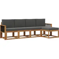 vidaXL Outdoor-Sofagarnitur 5 Stk. Natur und Anthrazit Polyester
