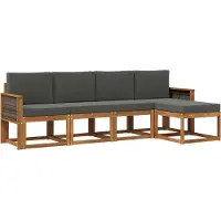 vidaXL Outdoor-Sofagarnitur 5 Stk. Natur und Anthrazit Polyester