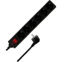 REV Steckdosenleiste 6-Fach, 1,4m, ÜSS 14.000A, 3500W, schwarz