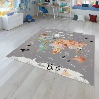 TT Home Kinderzimmerteppich Teppich Junge Mädchen Kinderteppich Rutschfest Tiere Erde