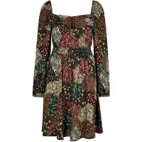 Apricot Minikleid "Patchwork Kleid" mit Blumen- und Zebramuster