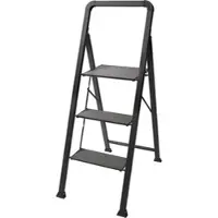 Wellhome - Klapptritt mit 3 Stufen 62x42,5x108 cm aus Stahl in Schwarz