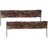 Relaxdays Beeteinfassung, Weide, 2er Set, HxB: 10 x 60 cm, zum Stecken, Beet & Rasen, niedrige Beetumrandung, braun