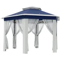 StarTech.com Gartenpavillon - Pavillonzelt - Maße 2 x 2 m - Moskitonetz aus Mesh - Höhenverstellbar - Stahlgestell - Oxford-Gewebe - Tragetasche - Marineblau