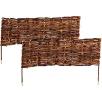 Relaxdays Beeteinfassung, Weide, 2er Set, HxB: 20 x 60 cm, zum Stecken, Beet & Rasen, niedrige Beetumrandung, braun