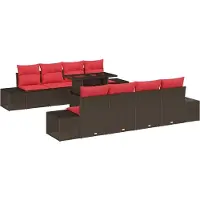 vidaXL Gartensofa-set 7 stk. 6-Sitzanzahl Braun und Rot Poly-Rattan