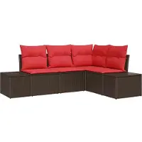 vidaXL Gartensofa-set 4 stk. Braun und Rot Poly-Rattan