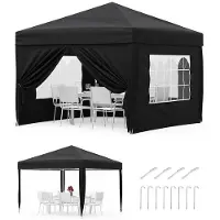 StarTech.com Faltpavillon - Pop-up Partypavillon - Größe 3 x 3 m - Vier Seitenwände - Wasserdicht - UV50+ Schutz - Metallgestell - Tragetasche - Schwarz