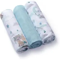Babyono Mapache 70x70 Cm Bio-musselin 3 Einheiten