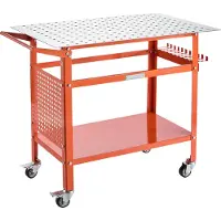 SucceBuy -Schweißtisch, 40 x 24 Zoll, 800 Pfund Tragkraft, beweglich mit 4 Rädern, doppellagige Lagerung, Vorrichtungslöcher für vielseitige Schweißprojekte