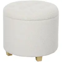 STILVORA Storage Footstool Polyester Weiß Ø45x41 cm mit verborgenem Stauraum