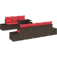 vidaXL Garten-Sofa-Set 8 stk. 7-Sitzanzahl Braun und Rot