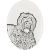 Art-Dog Russischer Schwarzer Terrier, Russkiy Tchiorny Terrier - Gedenktafel mit einem Foto eines Hundes, Grabplatte mit Druck, personalisierte ovale Platte der Marke