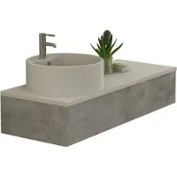 Jet-Line Badset BIEL Betonoptik 120x48x20,8 cm mit 2 Schubladen und rundem Waschbecken