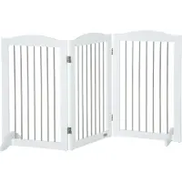 PawHut Hunde Absperrgitter, Türschutzgitter, Klappbares Hundegitter mit Ständer, 3 Platten, Treppenschutzgitter für Treppen, Flur, Weiß, 154 x 30 x 80
