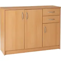 Bega Kommode - Buchedekor - 109 x 86 cm - 3 Türen - 2 Schubladen - 3 Einlegeböden