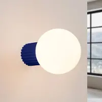 Sollux ORBI Wandlampe ultramarin Glas/Metall Ø12cm IP44 G9 - , ORBI, dimmbar, Blau, für Badezimmer, Aluminium