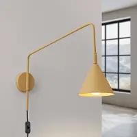 Sollux LYS Wandlampe goldfarben Ø 14 cm Metall Stecker E14 - , LYS, Gold / Messing, für Wohnzimmer, Metall, Skandinavisch