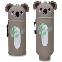 Markenlos Federmäppchen, 2-in-1 Federmäppchen aus weichem Silikon – Stiftehalter für den Schreibtisch, mit Reißverschluss, aus Silikon, für Buntstifte und Filzstifte, Höhe 18,5 cm