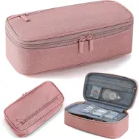 Markenlos Federmäppchen, 5 Fächer, große Größe, rosa